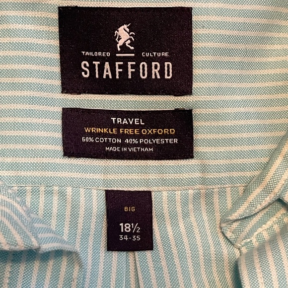 FOUR Strafford men’s shirts. Long sleeve. 18 1/2 EUC 3 “Travel” 1 “executive” - Picture 4 of 6